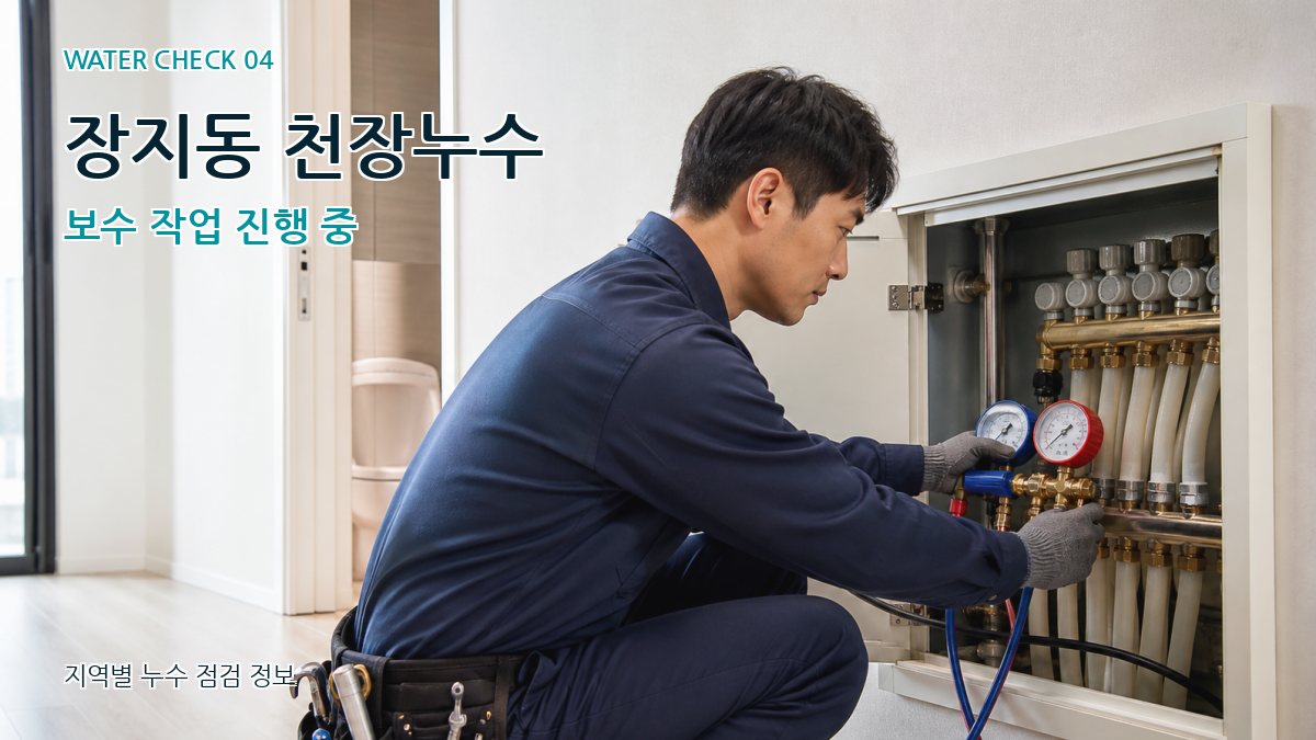 장지동 천장누수 보수 작업 진행 중